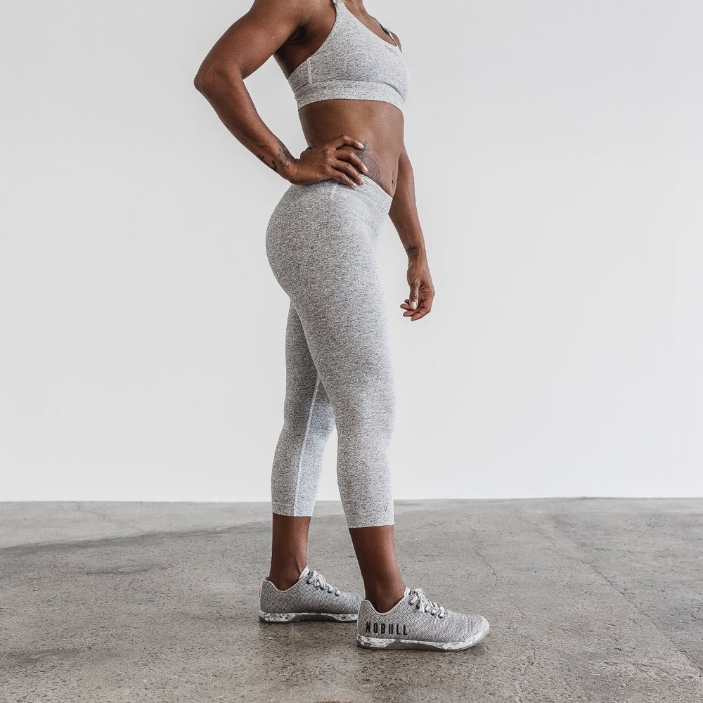 NOBULL Women's Mid-Rise Plush Heather Tight 21" - White Heather / M